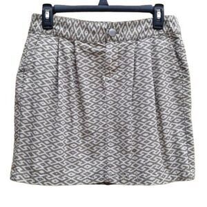 Y2K Gap Mini Skirt Aztec Print Pleated Front Casual Safari Army Green Cream Sz 4